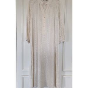 Zara Openwork Embroidered Eyelet Midi Dress